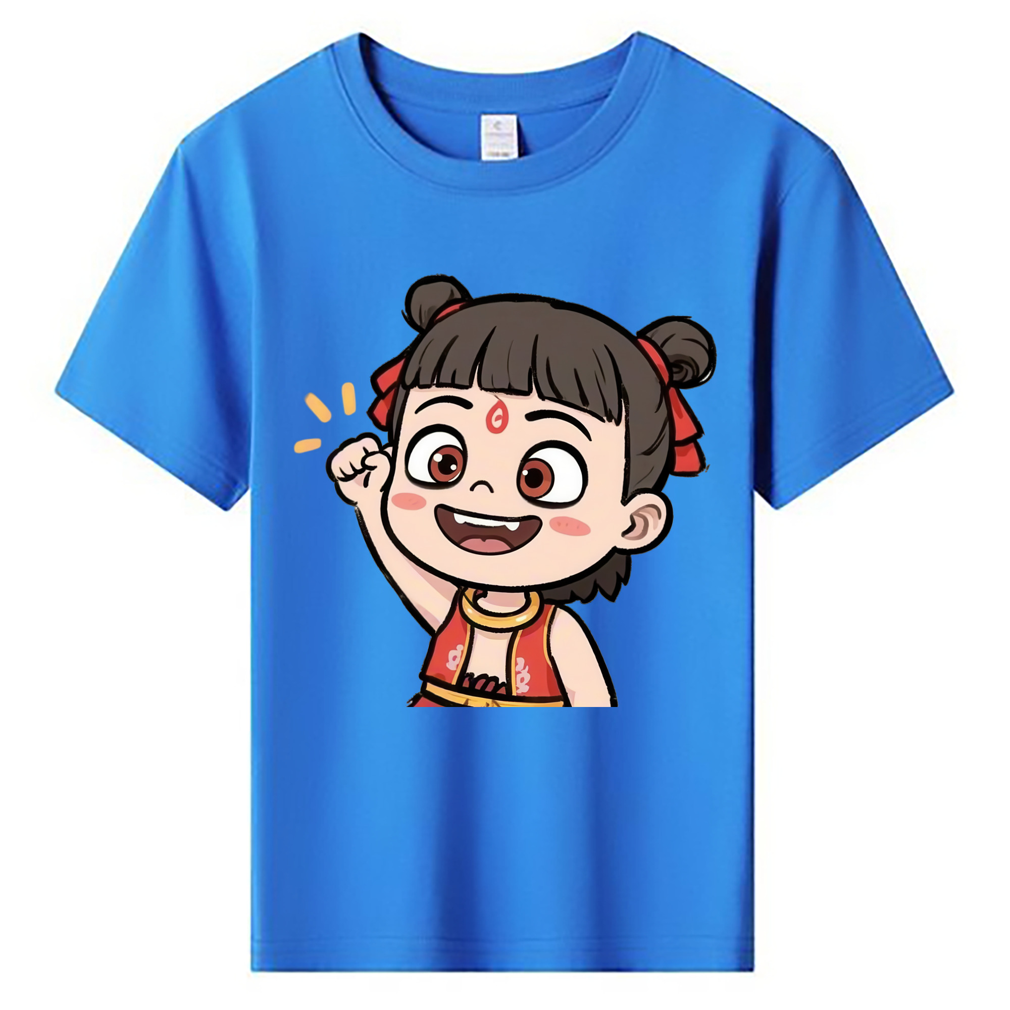 （画像用） Ne Zha 2 ナタ 魔童の大暴れ 綿100％キッズTシャツ（フロントプリント）